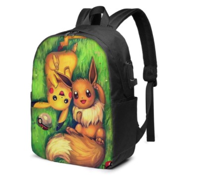  pokemon pikachu Travel Laptop Backpack, Ultra-Thin And Durable Business, With Usb Charging Port, Waterproof