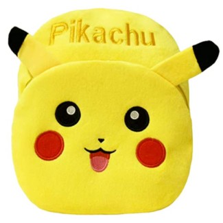  Cute yellow cartoon kawaii plush backpack for Preschool with Puff Pocket 