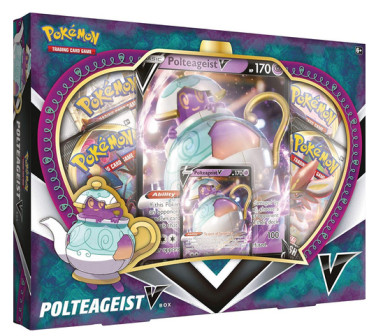 Pokémon TCG: Polteageist V Box | 4 Booster Packs | 1 Foil Card | 1 Oversize Card | Genuine Cards 