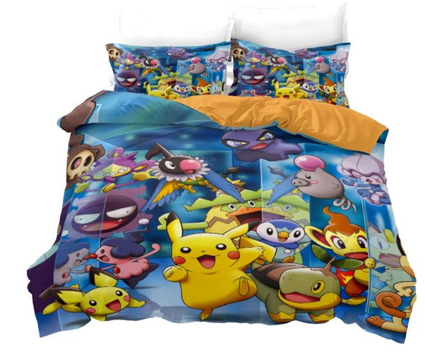 Pokemon Pikachu Grid, Twin Comforter, Pillowcase & Sheets Set