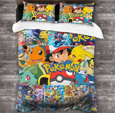 Cartoon 3 Pieces Bedding Sets Lightweight Comfortable Soft 3D Printed Queen Quilt Cover 86x70 in Boys/Girls/Men/Women