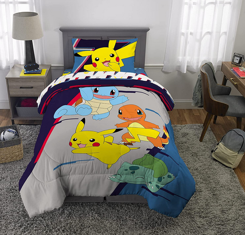 Kids Bedding Pokemon Pikachu, Charmander, Squirtle And Bulbasaur
